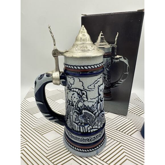 Vintage 1976 Avon Wild Country Stein With Metal Lid Alaskan Moose Stein New - Picture 3 of 7